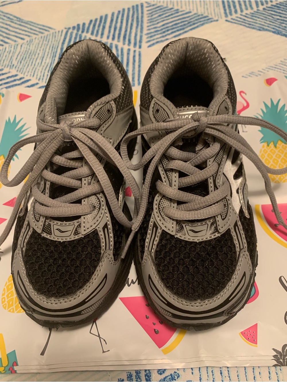 Saucony Kids Black and Gray Athletic Sneakers